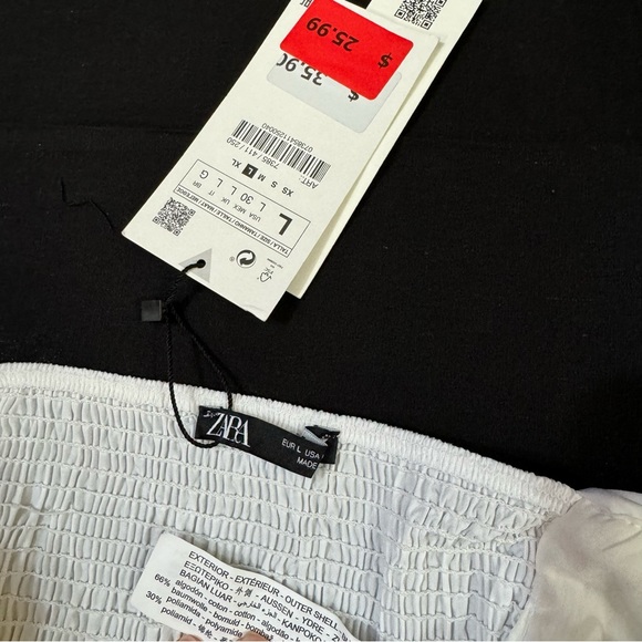 NWT ZARA Women’s Ruched White Tube Top Sz L - Picture 4 of 11